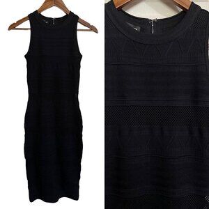 Bebe Womens Black Cutout Knit Bodycon Exposed Zipper Knee Cocktail Dress Small